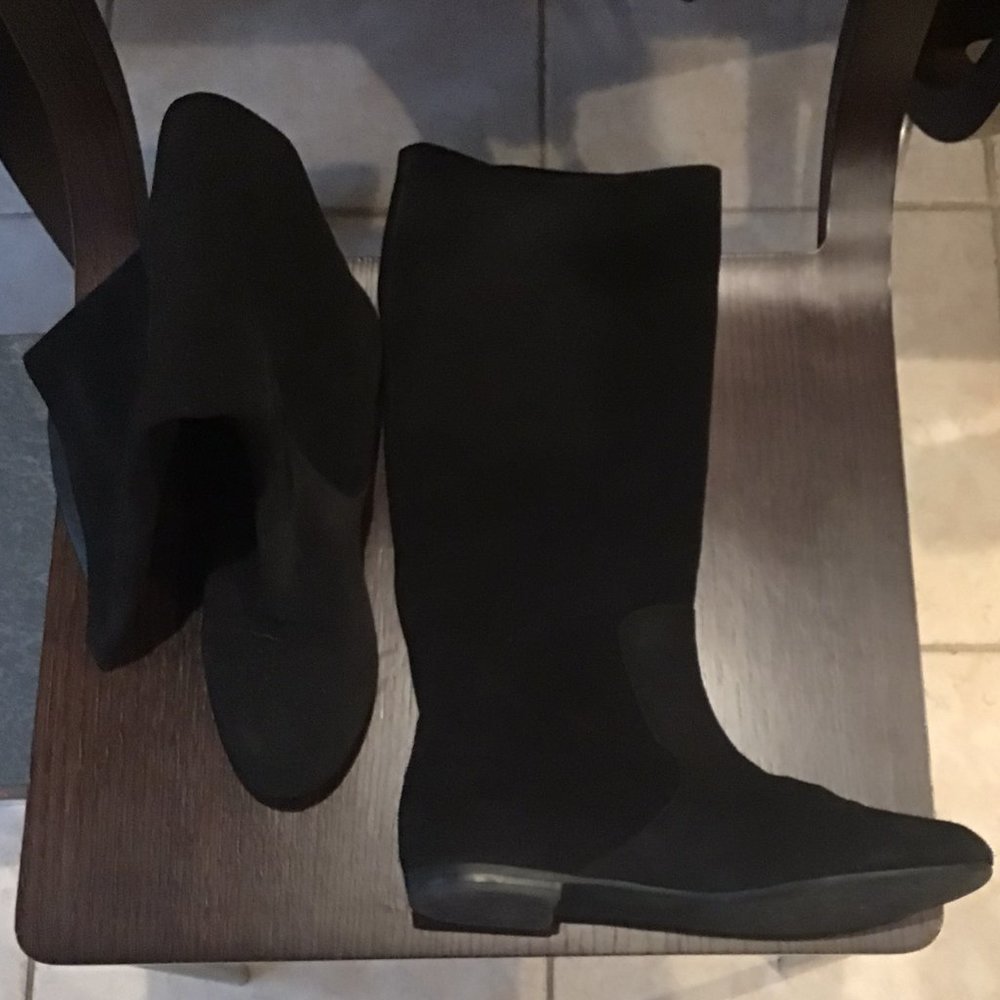 Siya Black Suede Rider Boots Size 38.5 EU